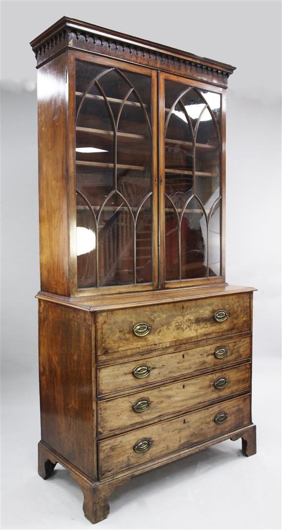 A George III mahogany secretaire bookcase, W.3ft 8in. D.1ft 10in.